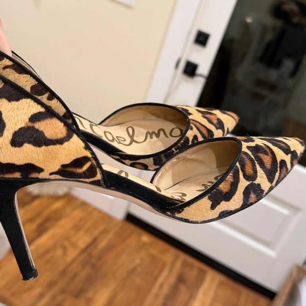 Sam Edelman Tesla Leopard Calf-hair D'Orsay pumps 7